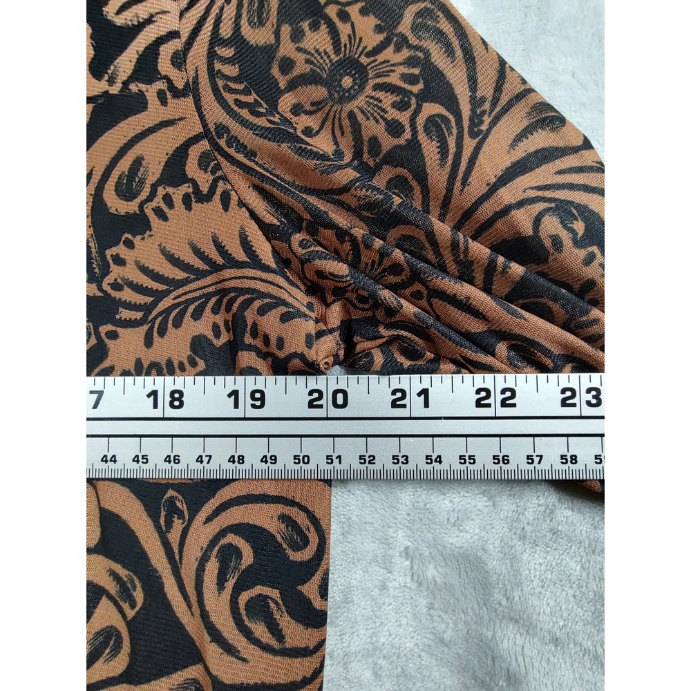 Sterling Kreek Womens XL Mesh Mock Neck Top Western Tooled Paisley Print Cognac - Picture 5 of 10